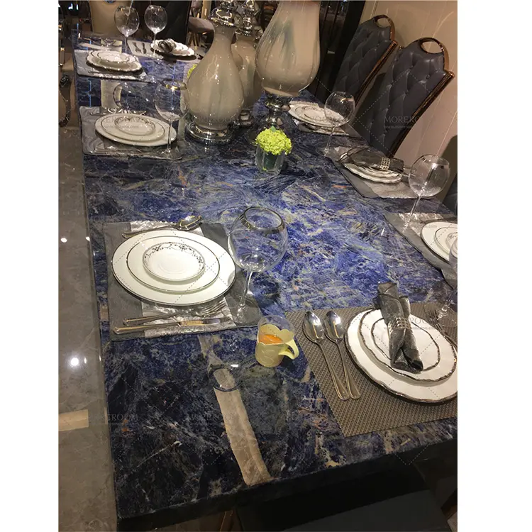Dessus de table en marbre bleu, pierre de granit de cuisine, sodalite