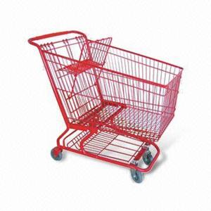 American Type Supermarket Shopping <strong>Trolleys</strong> Coin-<strong>Lock</strong> Mesh Structure Durable Plastic Metal Steel Material - Product Image 5