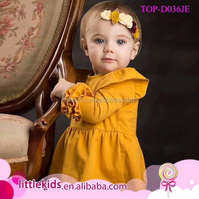 Unique baby girl names images new baby frock design 2020 cotton icing ruffle long sleeve girls flutter pearl lap tunic dresses