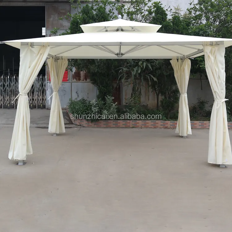 Gazebo impermeable de aluminio con LED Solar, toldo fácil de instalar, con lados, antimosquitos