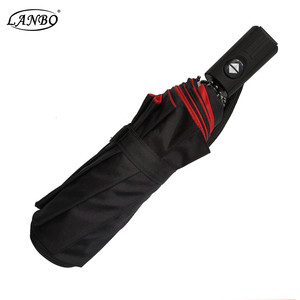 易触式雨伞杜邦旅行伞，黑色和红色双布雨伞全新免费 - Product Image 6