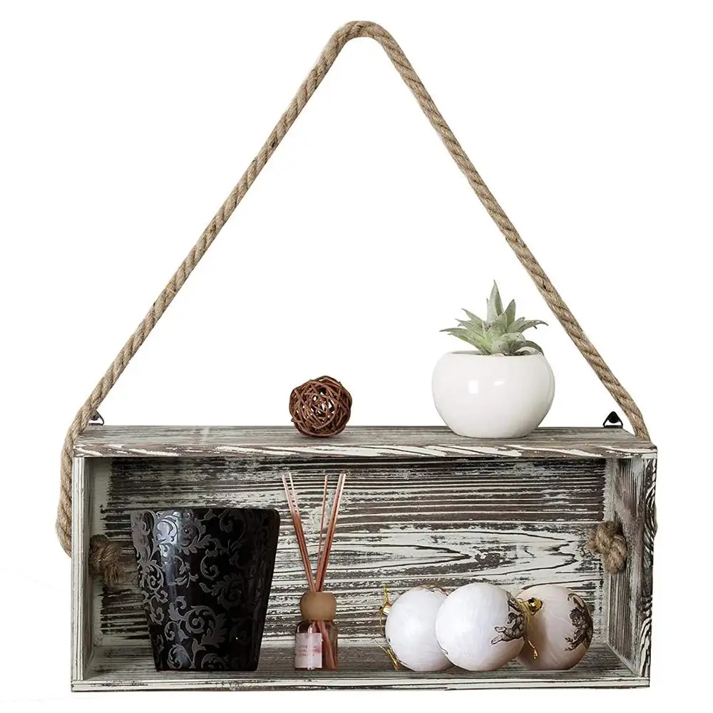 Rustic Torch Wall Hanging Decorative Wood Wall Decorative Floating Shelf