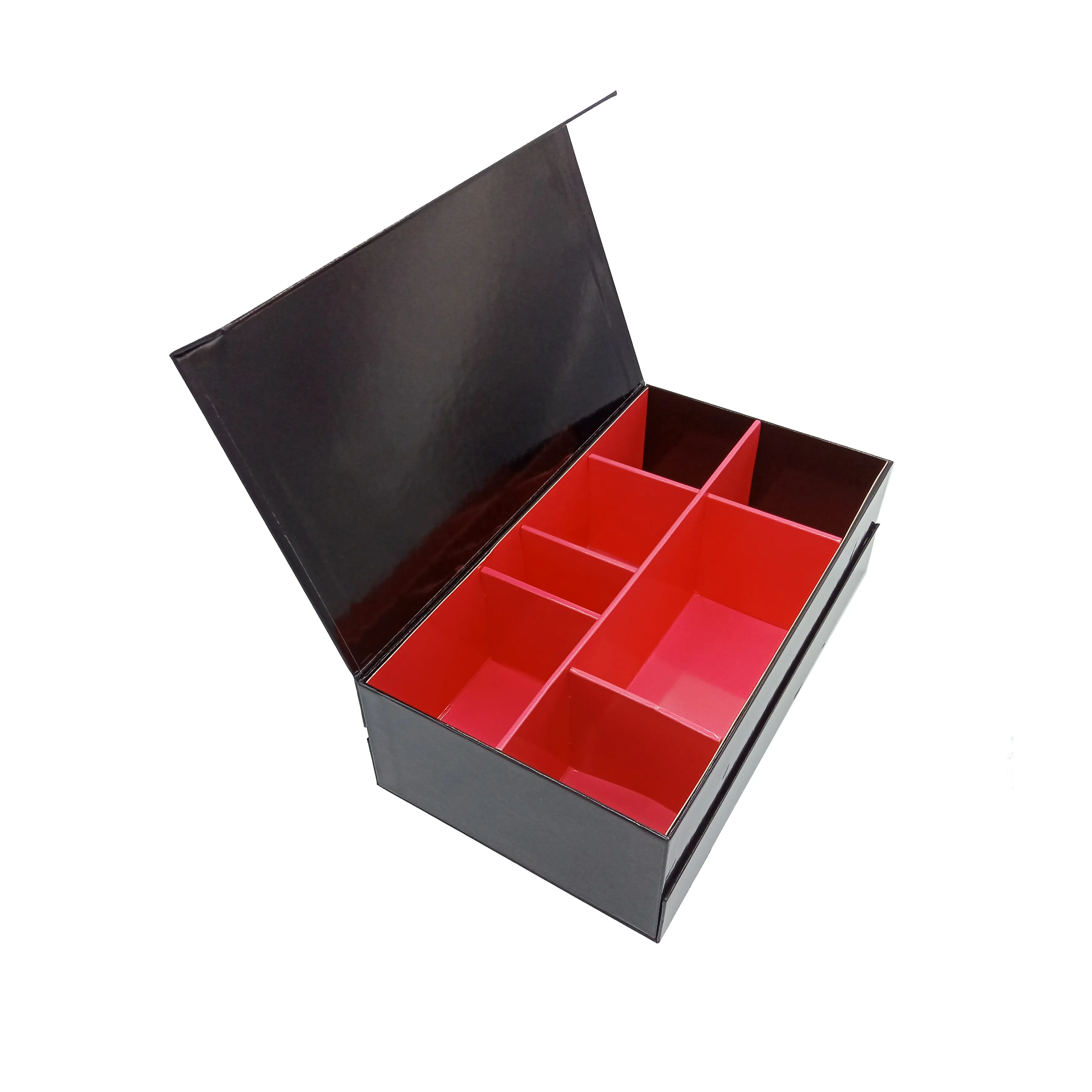 Boîte à sushi japonaise, film de surface brillant classique, rouge chaud, estampage à chaud, boîte à sushi, boîte d'emballage noire, emballage pour sushi