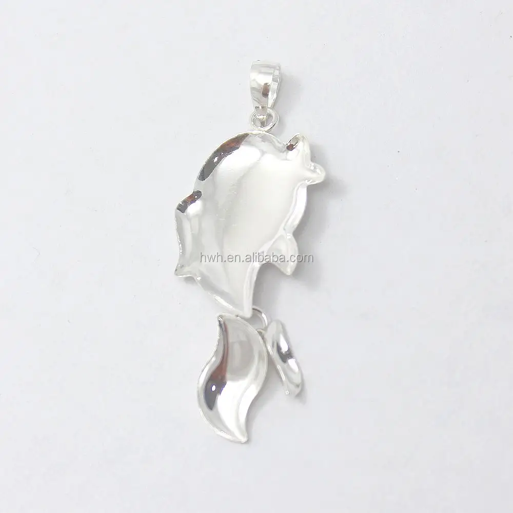 H1595 Strass Bijoux En Argent Blanc Base Poisson Rouge Pendentif