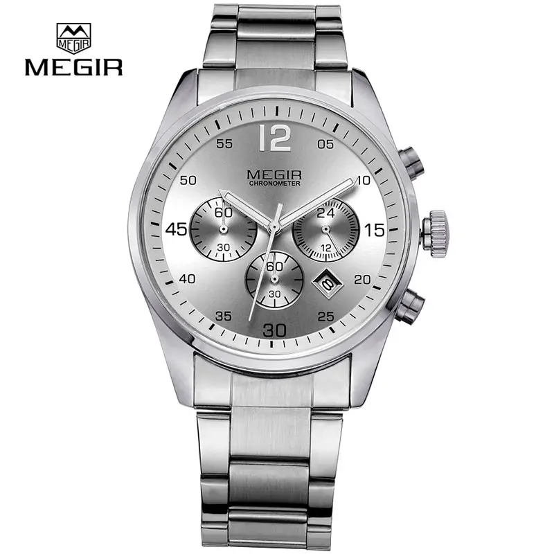 Megir الرجال الساعات 2010 مضيئة للماء التقويم الرياضة ساعة كوارتز relogio masculino relojes