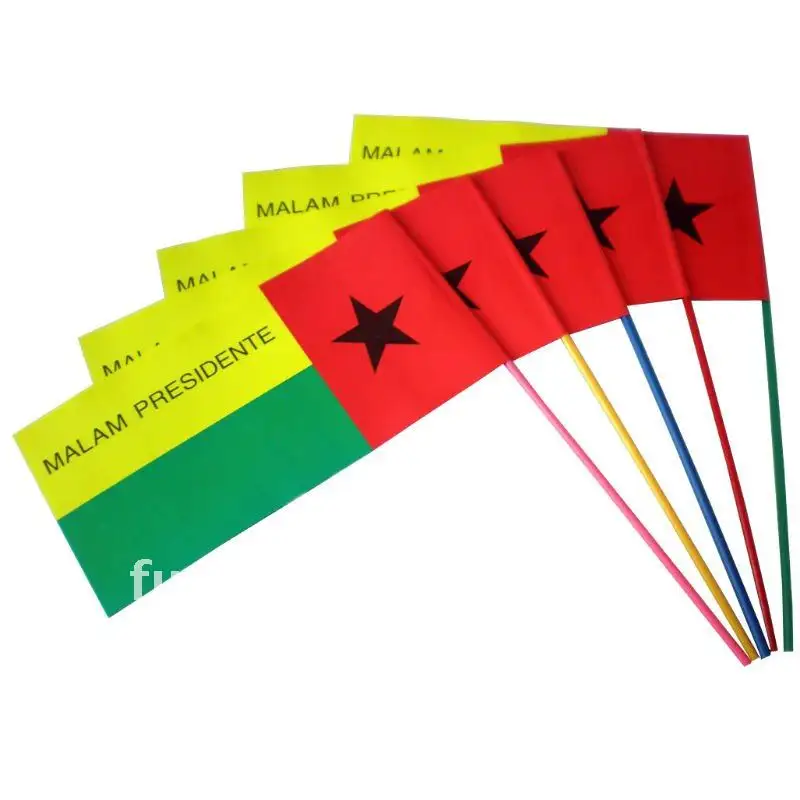 Venda por atacado barato mini bandeira de papel do logotipo personalizado da mão bandeira com vara