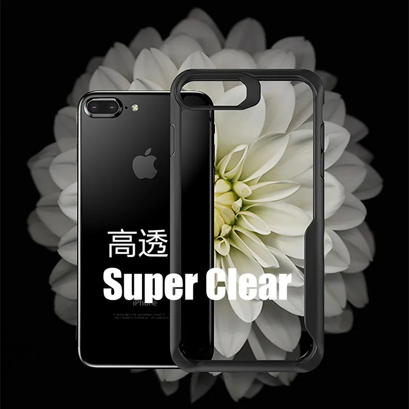 Clear Phone Back CoverためiPhone 6 6S 7 8 Plus Case Ultrathin Shockproof Hybrid TPU PC Wholesale