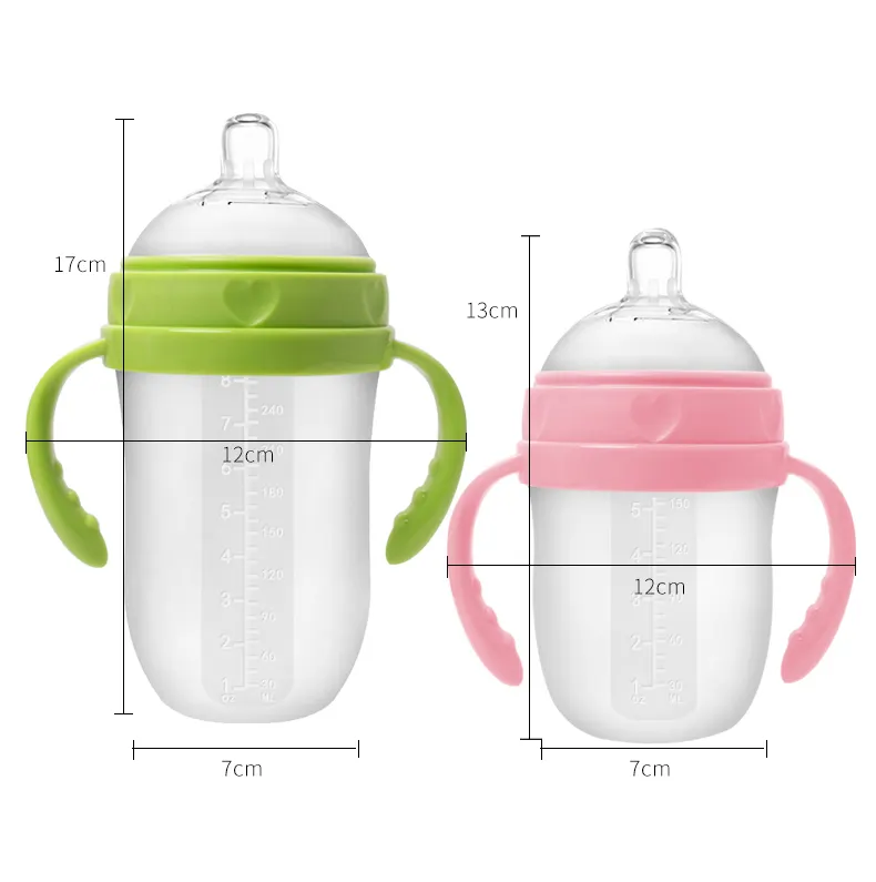 100% Food Grade BPA Free Silicon Baby Feeding Bottles Set For Breast Milk and Formula