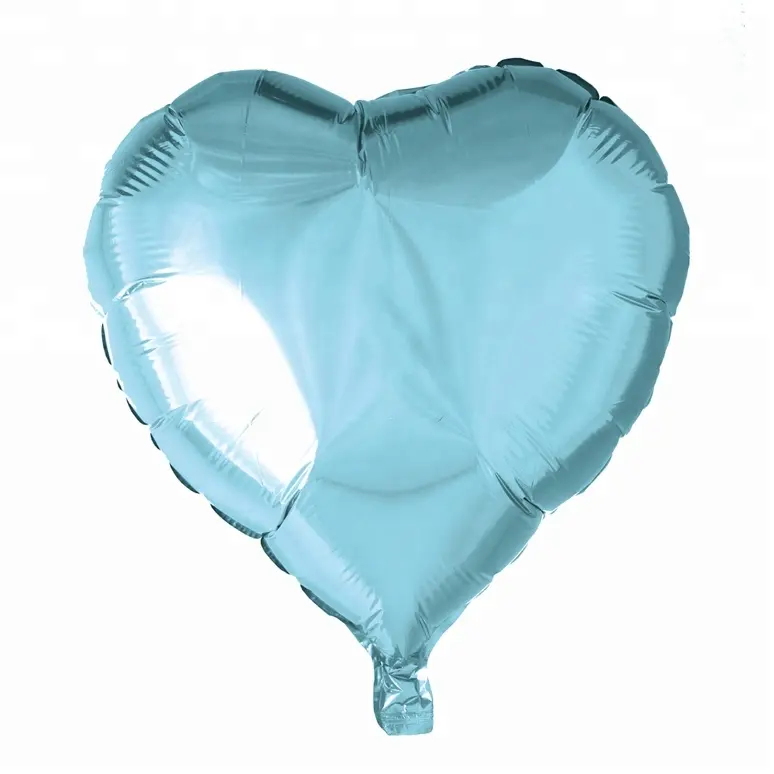 Globos inflables de helio de aluminio con forma de corazón, personalizados, 18 pulgadas, color azul claro