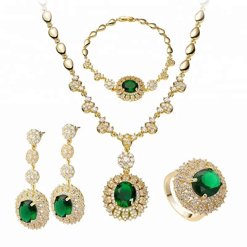 VANFI fashion jewelry 18k gold elegant unique bridal copper jewelry sets