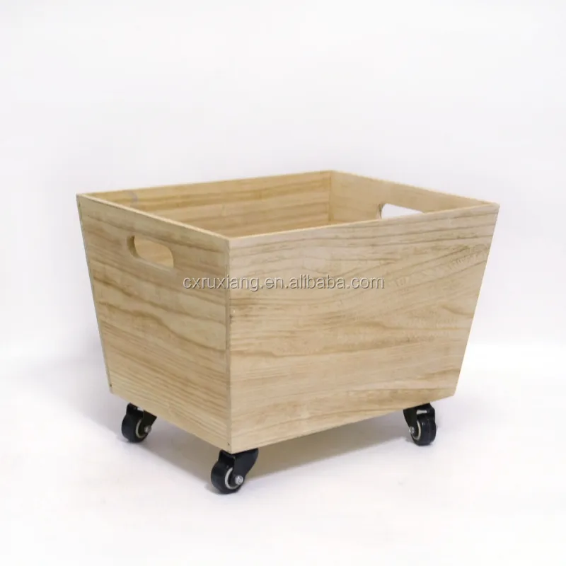 Caja de almacenamiento de juguetes de madera con precio competitivo de Paulownia con ruedas