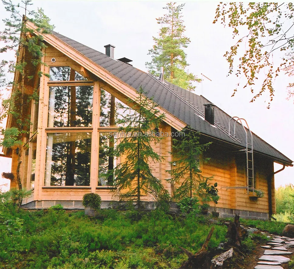 Log haus/holz haus/holz hause mit big windows zu niedrigen kosten vorgefertigte