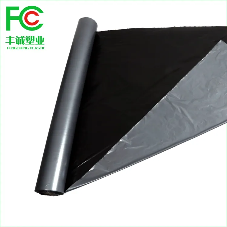 Cubierta de suelo agrícola LDPE, película de capa de mulching negra plateada, china, mulch de plástico para la venta