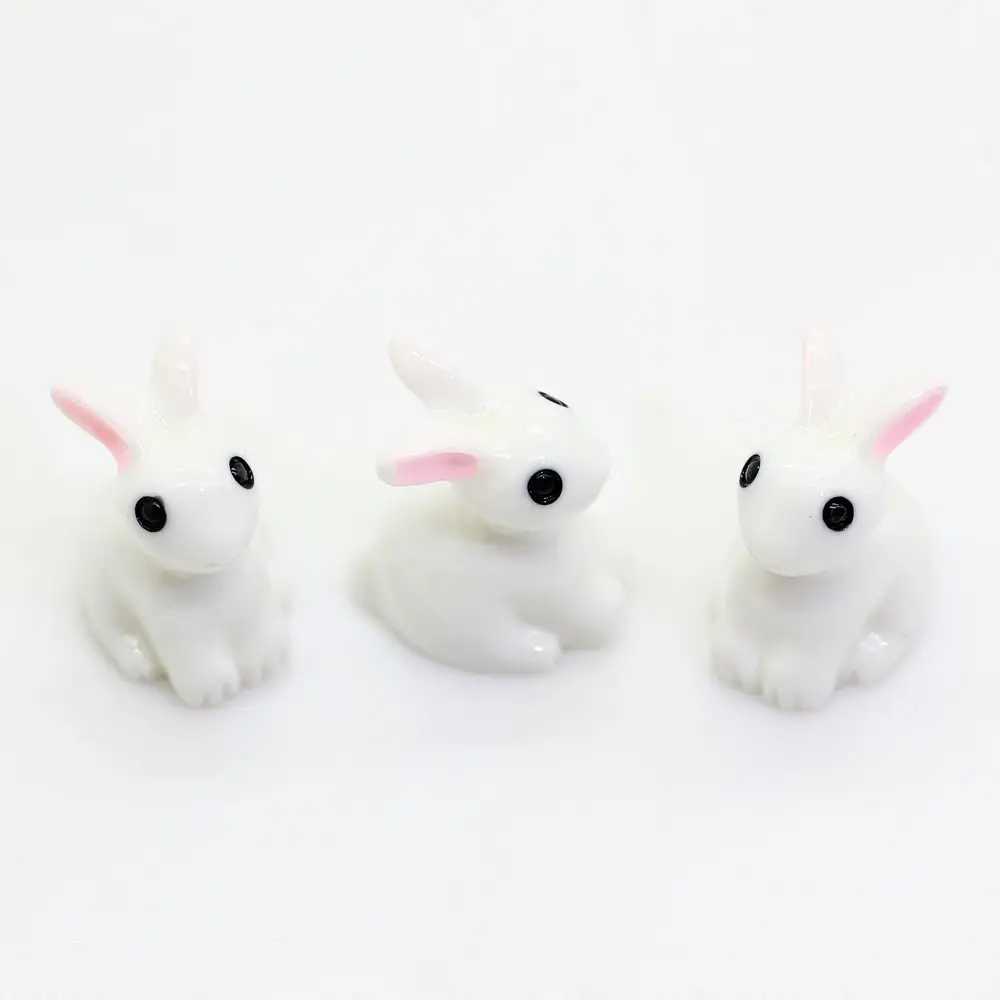 100 Uds Mini conejo decoración de Pascua miniatura liebre Animal estatuilla resina artesanía jardín ornamento DIY Accesorios