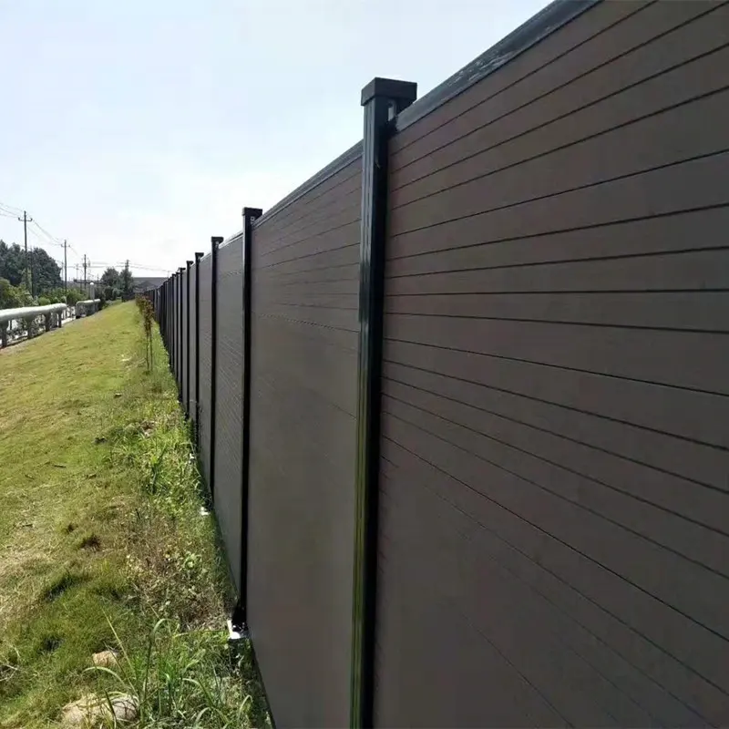 Valla WPC de fácil instalación para exteriores, valla compuesta de plástico de madera, valla de privacidad al aire libre