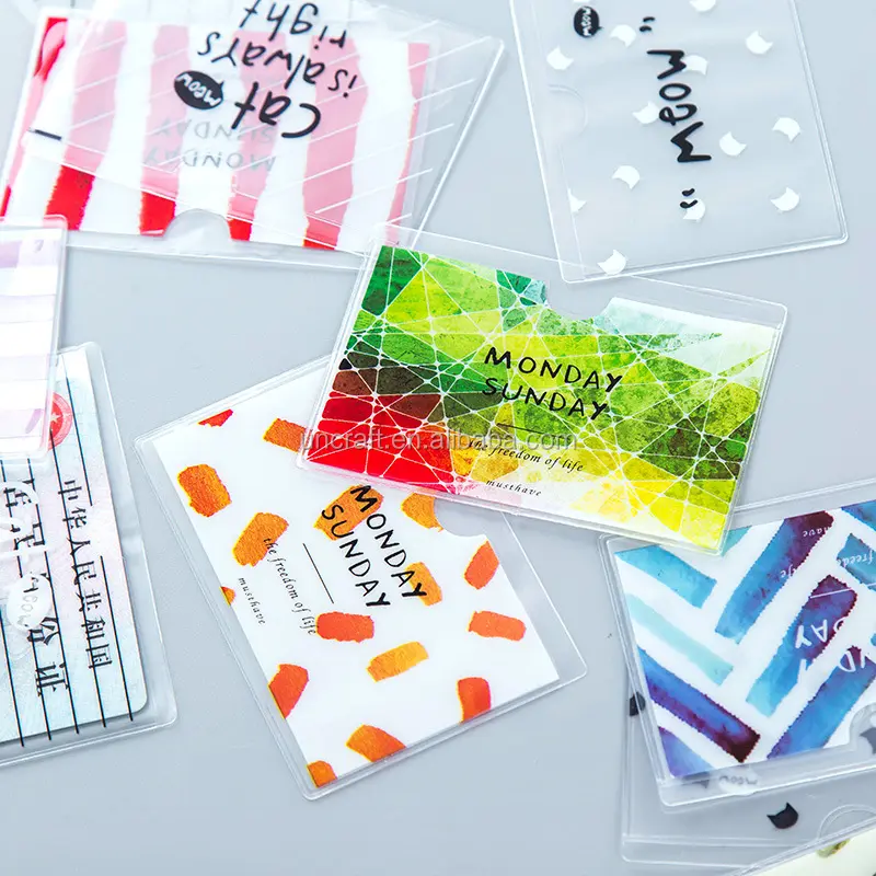 Porta biglietti da visita porta carte di credito traslucido con nome in plastica con motivo a cartone animato