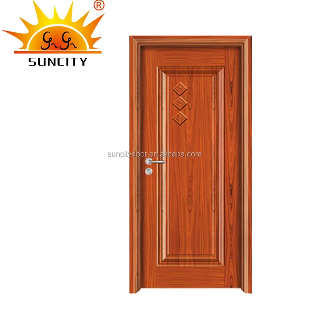 Puerta de madera sólida de teca, puerta frontal de diseño malayo, precio directo de fábrica