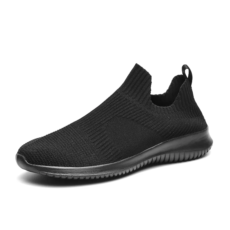 Botas para hombre Sneakers sportive con suola leggera lavorata a maglia su misura Pure White Black Color Fashion Plain Running Shoes