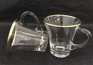 150ml gold rim glass coffee mug <strong>cups</strong>