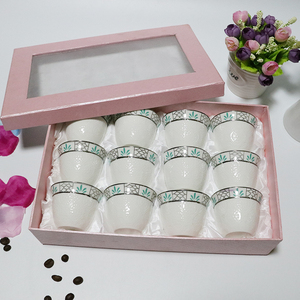 12pcs批发礼品盒皇家彩色印花花式图案陶瓷阿拉伯卡瓦茶杯套装 - Product Image 3
