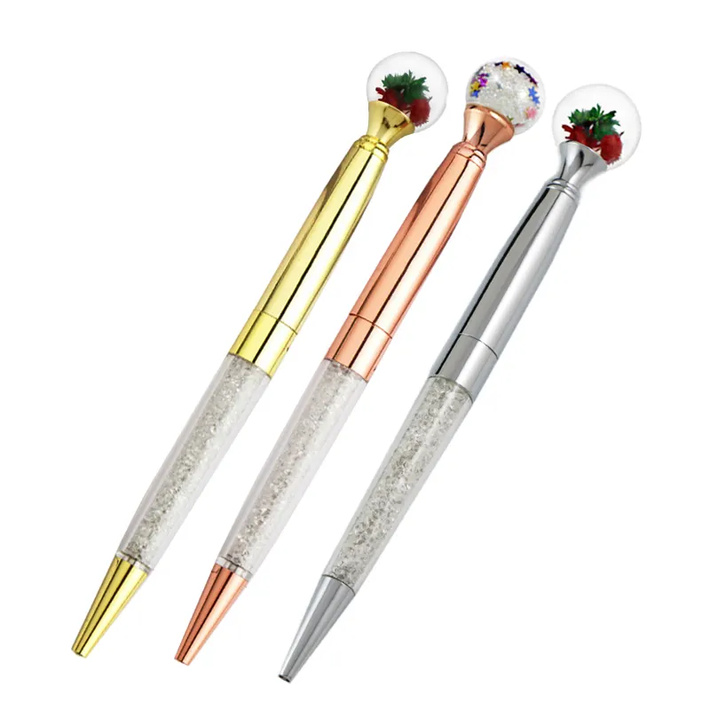 New Beauty Glass Ball top Writing pen Christmas Sparkle Star Crystal Diamond Filled Pens Shisha penna a sfera