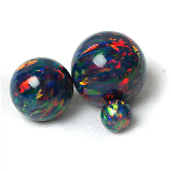 Pietre opale a sfera rotonda in Stock China Lab Size Lab creato 8.0mm Fancy Cut nero bianco calore opale sintetico colore gioca o fuoco