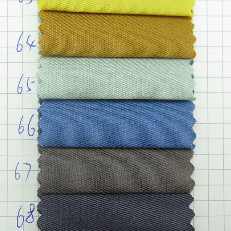 Atacado tecido simples estilo de alta densidade micro elástico 65% algodão 32% nylon 3% spandex tecido de mistura para calças de brim, calças, ect