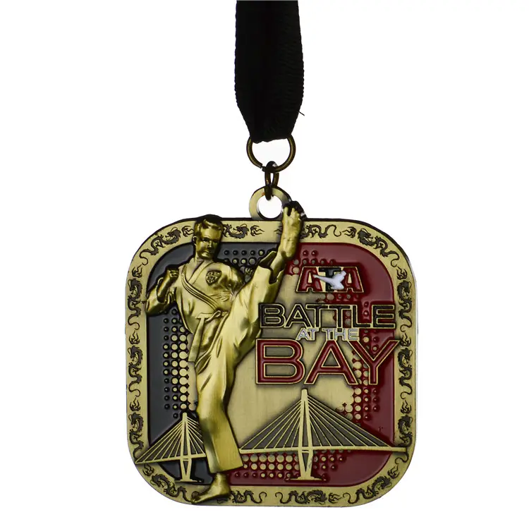 Personalisierte Antiquite Kupfer Sport Metall Benutzerdefinierte Karate Taekwondo Medaille