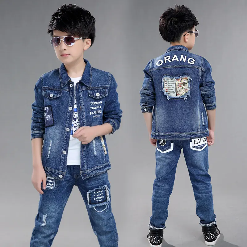 Großhandel kinder jungen zwei-stück set denim jacke 2018