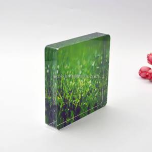 Personalizzato chiaro blocco acrilico solido uv stampa cubo foto <span class=keywords><strong>display</strong></span> trasparente blocco acrilico solido
