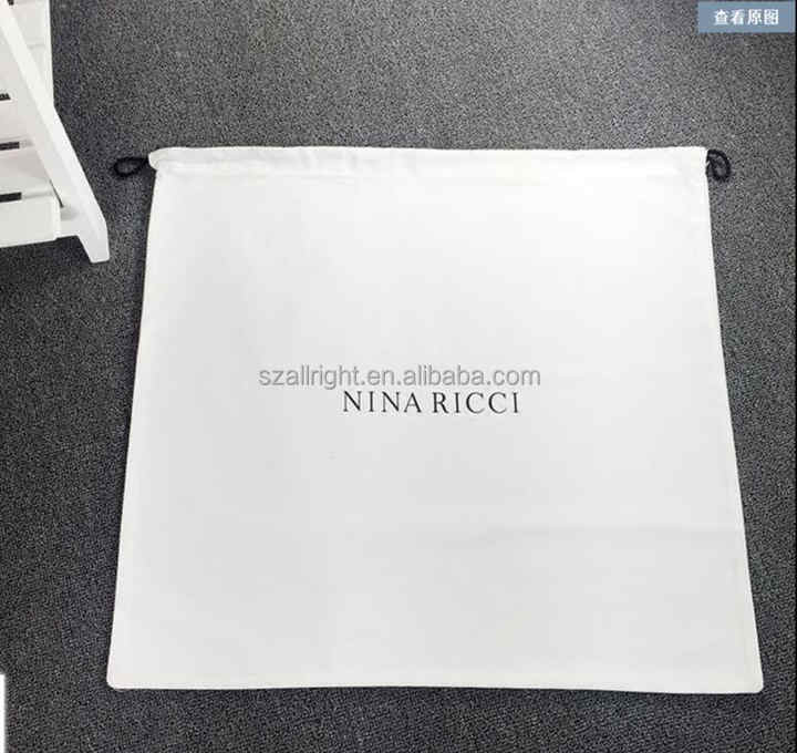 Wholesale White Gift Canvas Cotton Custom Drawstring Shoe Dust Bag Covers for Handbag Package Screen Printing Socks Design