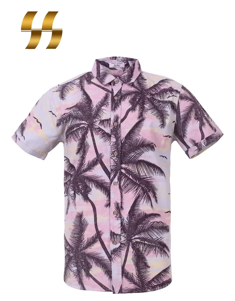 Aloha camisas florais oem algodão manga curta, confortável, estampadas, camisas havaianas masculinas