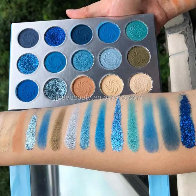 Paleta de sombra azul oceano, conjunto de paleta de sombra 15 cores