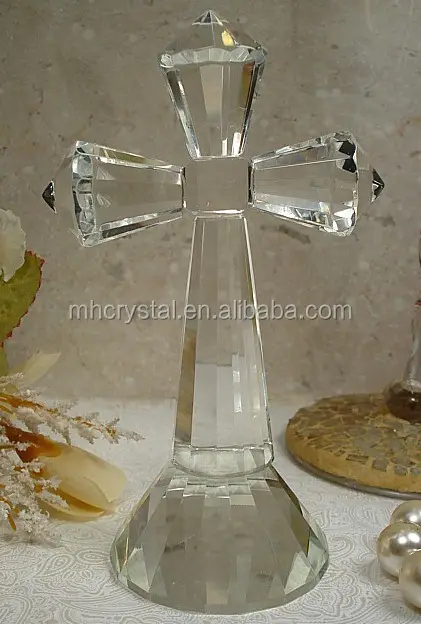Religioso Cruz de cristal, vidrio de pie cruces MH-15026