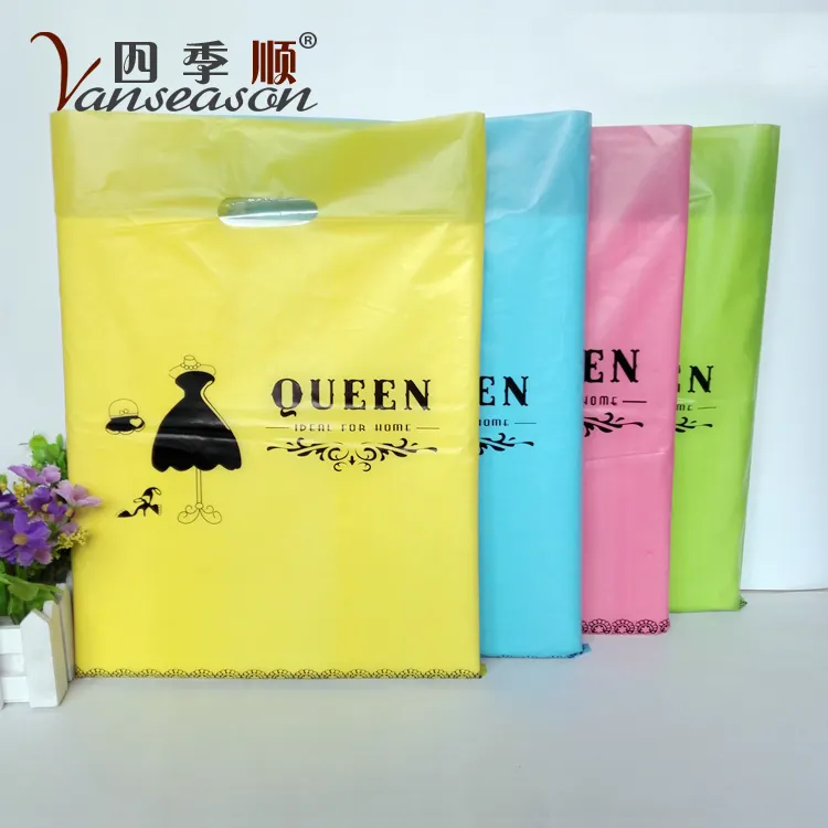 Custom logo designer die cut shopping Plastic bag