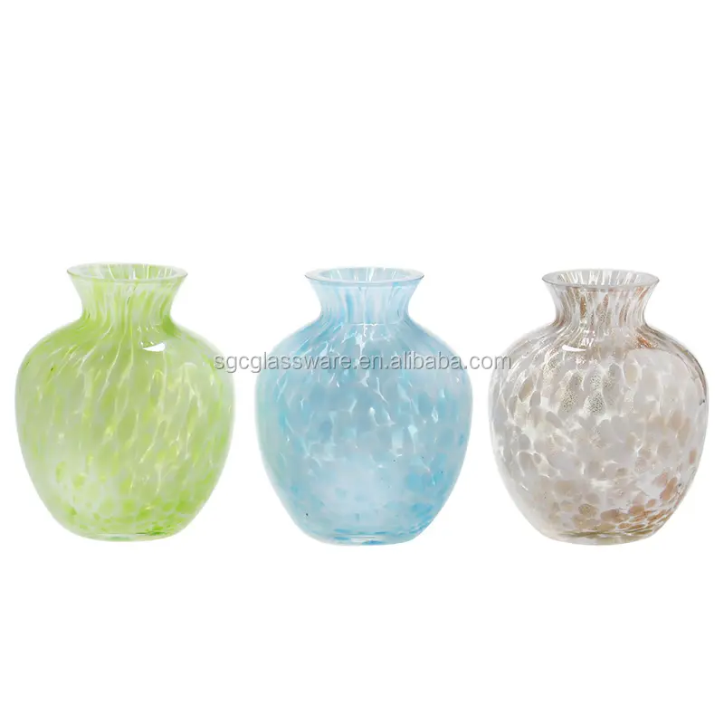 High Quality handmade dots colorful Mini Glass Vase With Mexican Style
