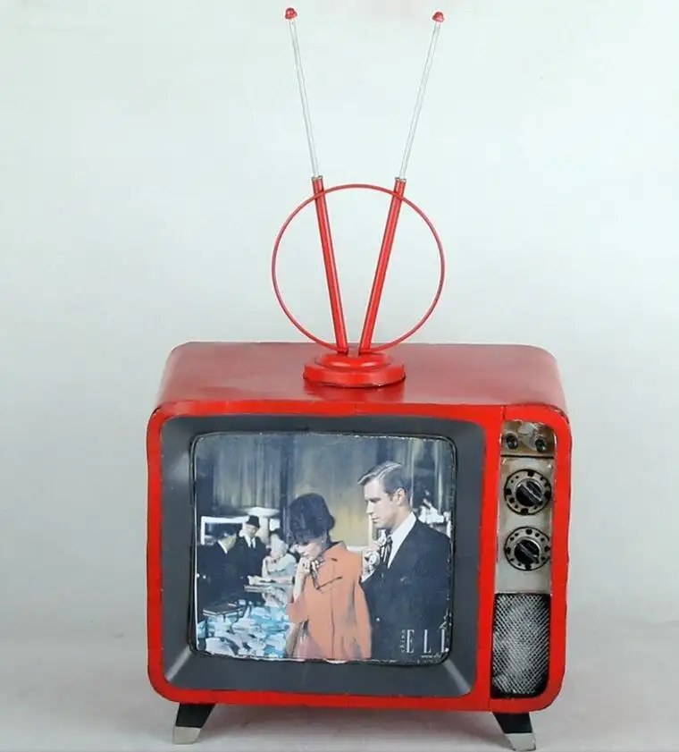 Red America Style Old Antique Zakka Handmade Showcase Dekoration TV Modell