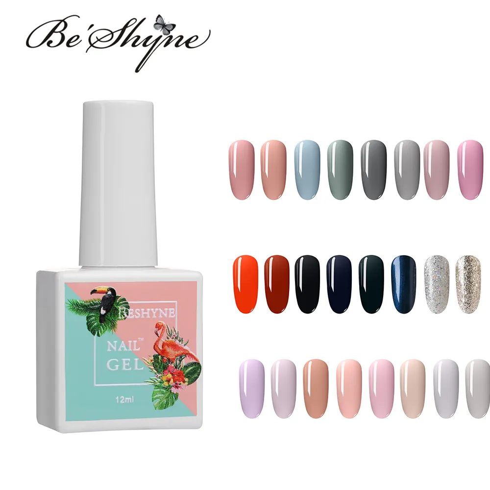 Beshyne-Kit de esmaltes de uñas, laca de Gel Uv de alta calidad, a la moda, coloridos, efecto flamenco