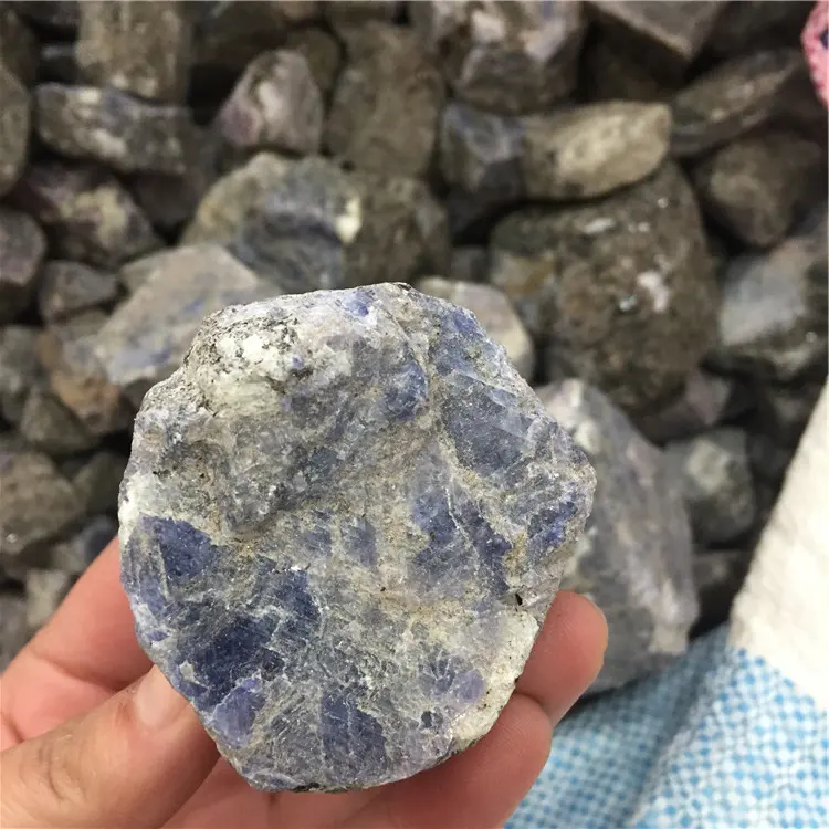 Wholesale Natural Rock Rough Blue Corundum Stones Raw Material