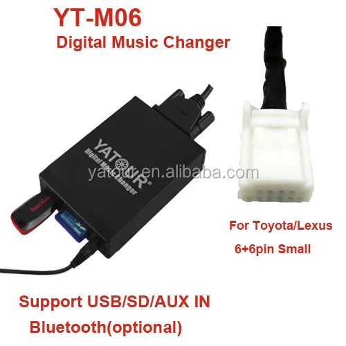 Yatour YT-M06 digital CD changer para Toyota/Lexus/Scion>Vcarlink áudio original Do Carro USB/SD/AUX/Bluetoot kit