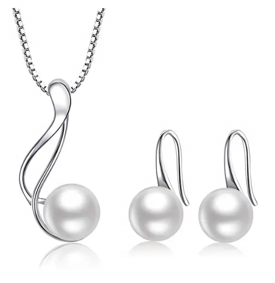 Manufacturer Luxury Rose Silver Music Notation Jewelry Set, High Quality 3 Pieces Jewellery Set mit Freshwater Pearl