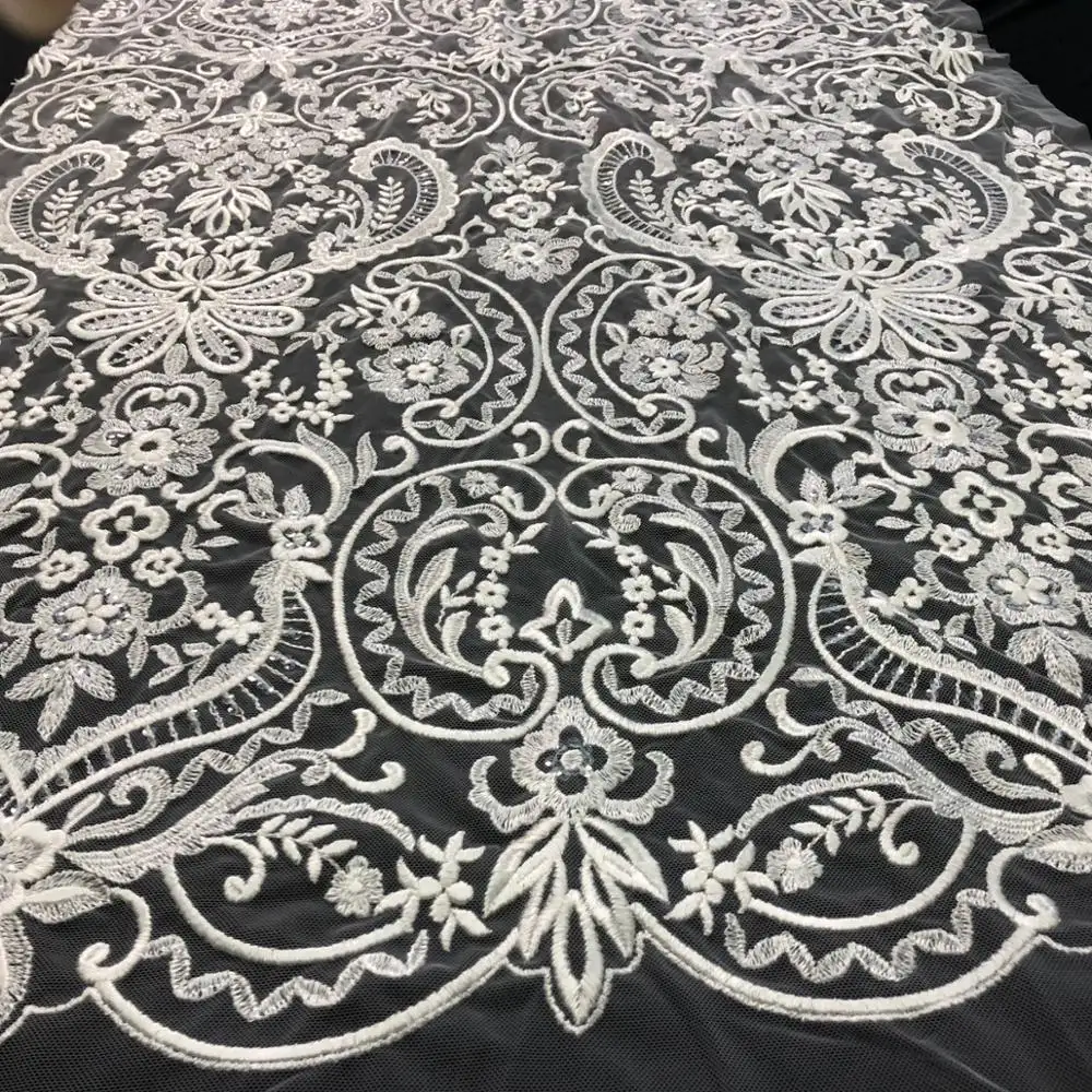 Высококачественная кружевная ткань с вышивкой для свадебных занавесок и платьев