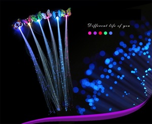 Kelebek şekli yanıp sönen LED saç renkli işık Fiber optik saç kızlar için parti promosyon hediyeler parti Favor