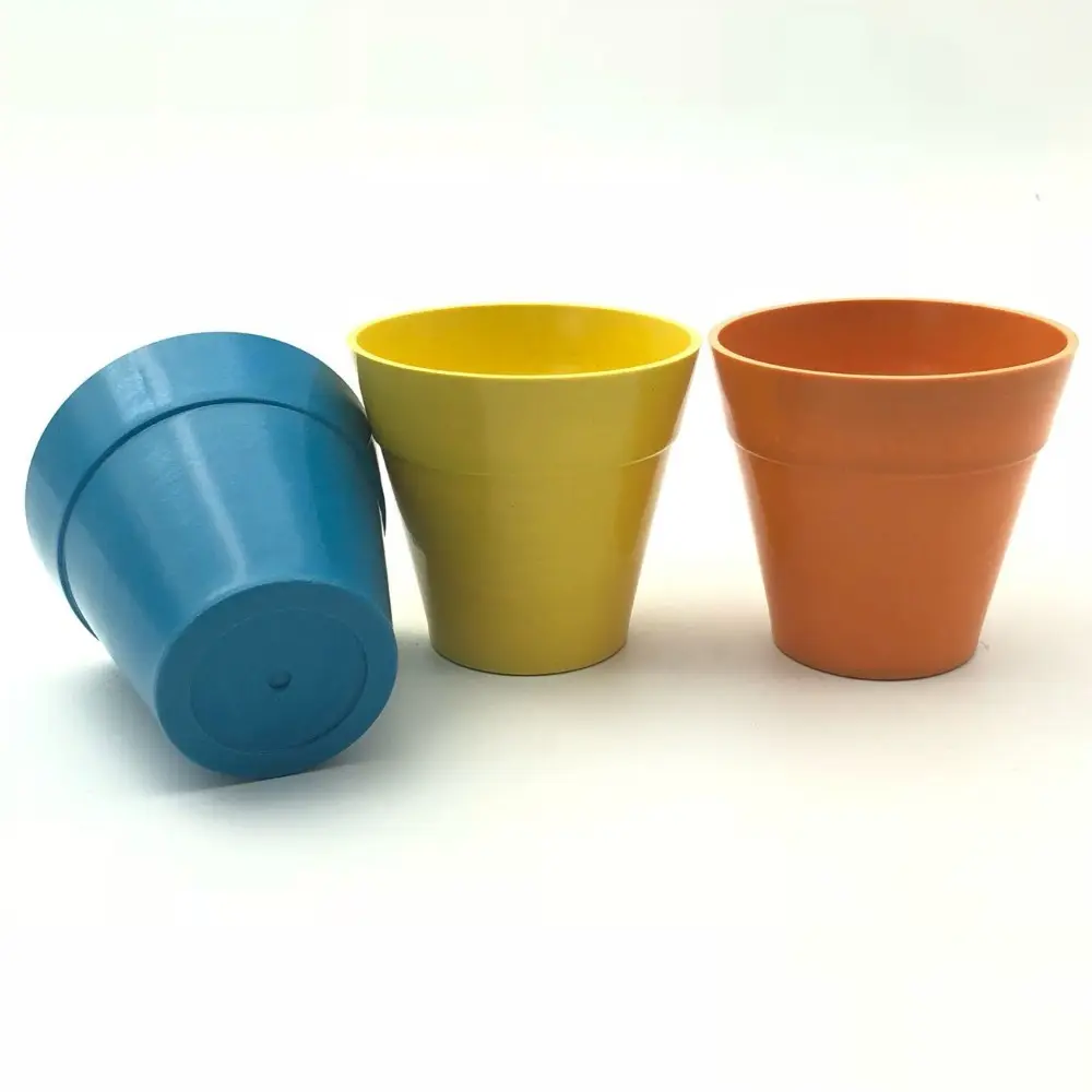 High quality Bamboo fiber plastic flower pots biodegradable flower planter decoration garden pot planter