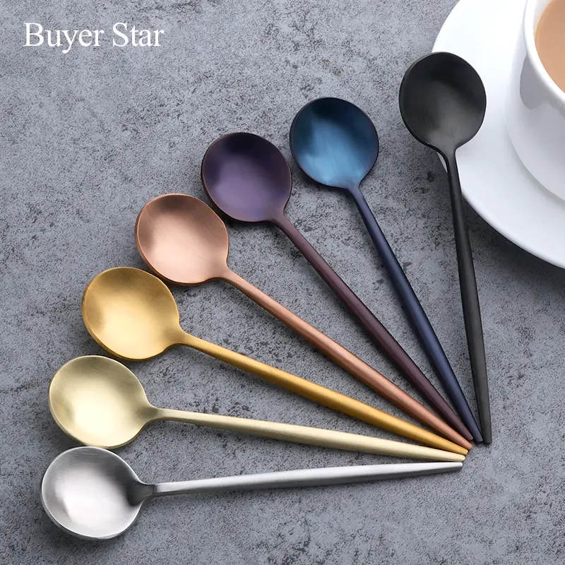 Stainless steel 304 Custom Flatware Round spoon Mini Tea Coffee dessert Spoon