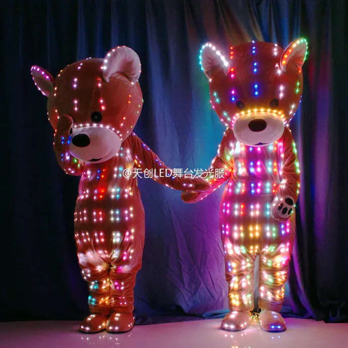 Traje de oso de peluche Led para publicidad, disfraz de Mascota de oso de peluche colorido, traje de espectáculo Led personalizado, disfraces de animales Unisex para adultos