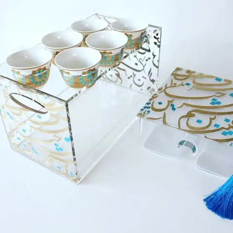 Arapça özelleştirilmiş akrilik kahve fincanı tepsileri/çikolata tutucu