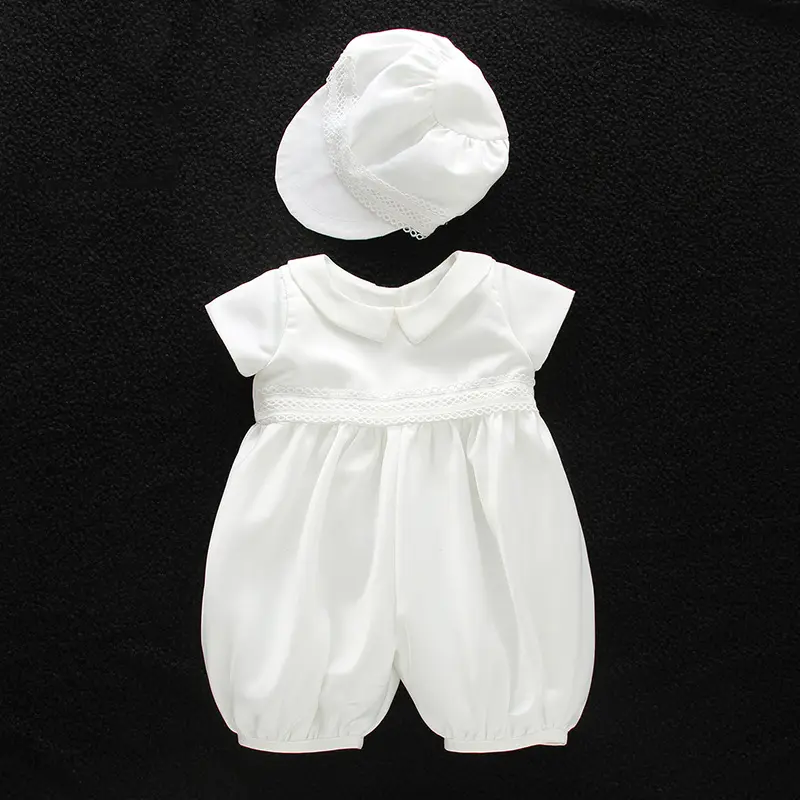 Trajes de bautismo para bebés, recién nacidos, encaje blanco, ropa de bautizo