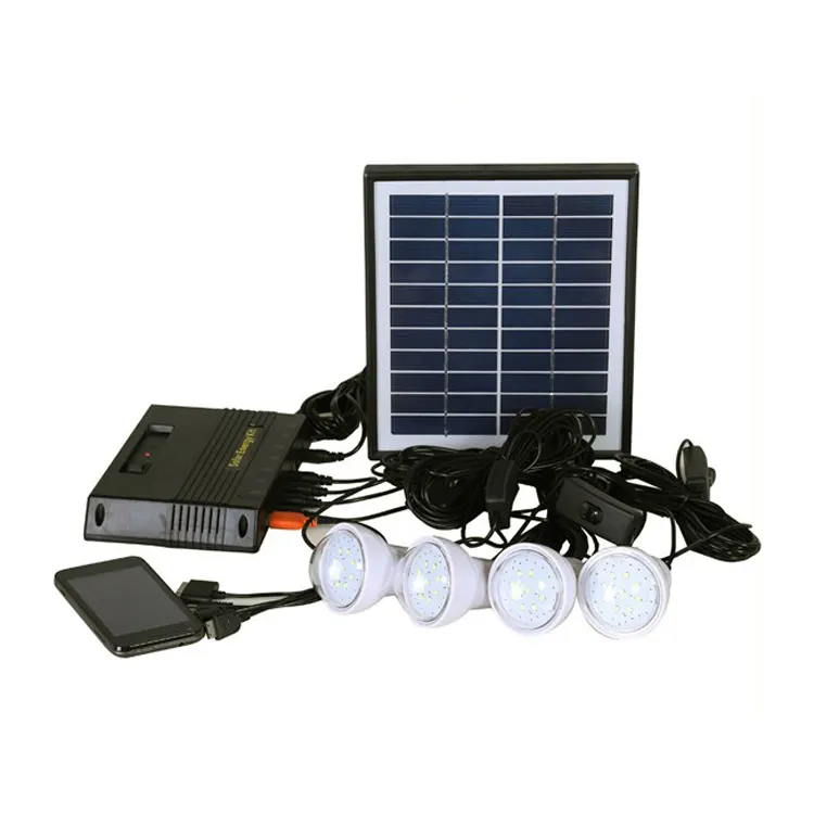 Kit de energía solar inversor promocional con 4 bombillas sistema doméstico