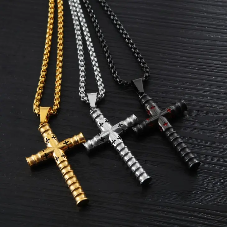Персонализированное винтажное модное мужское ожерелье, подвеска, трехцветное христианское ювелирное изделие, ожерелье с крестом